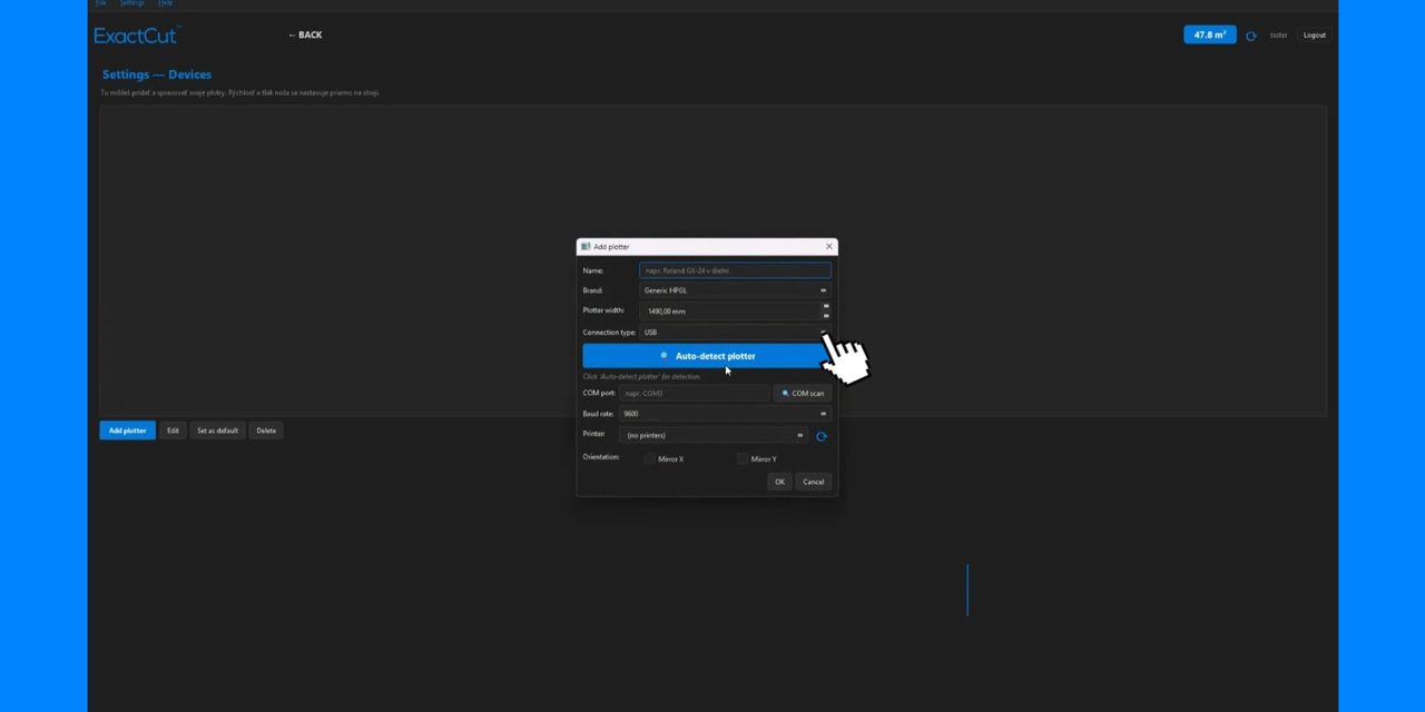 ExactCut tutoriál — Pridanie rezacieho plotra